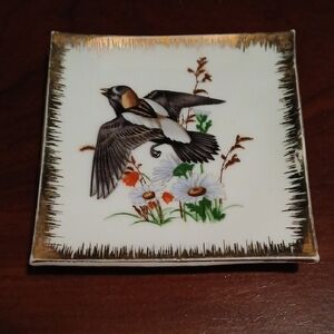 Source Unknown Ceramic Plate with Bird and Floral Motif